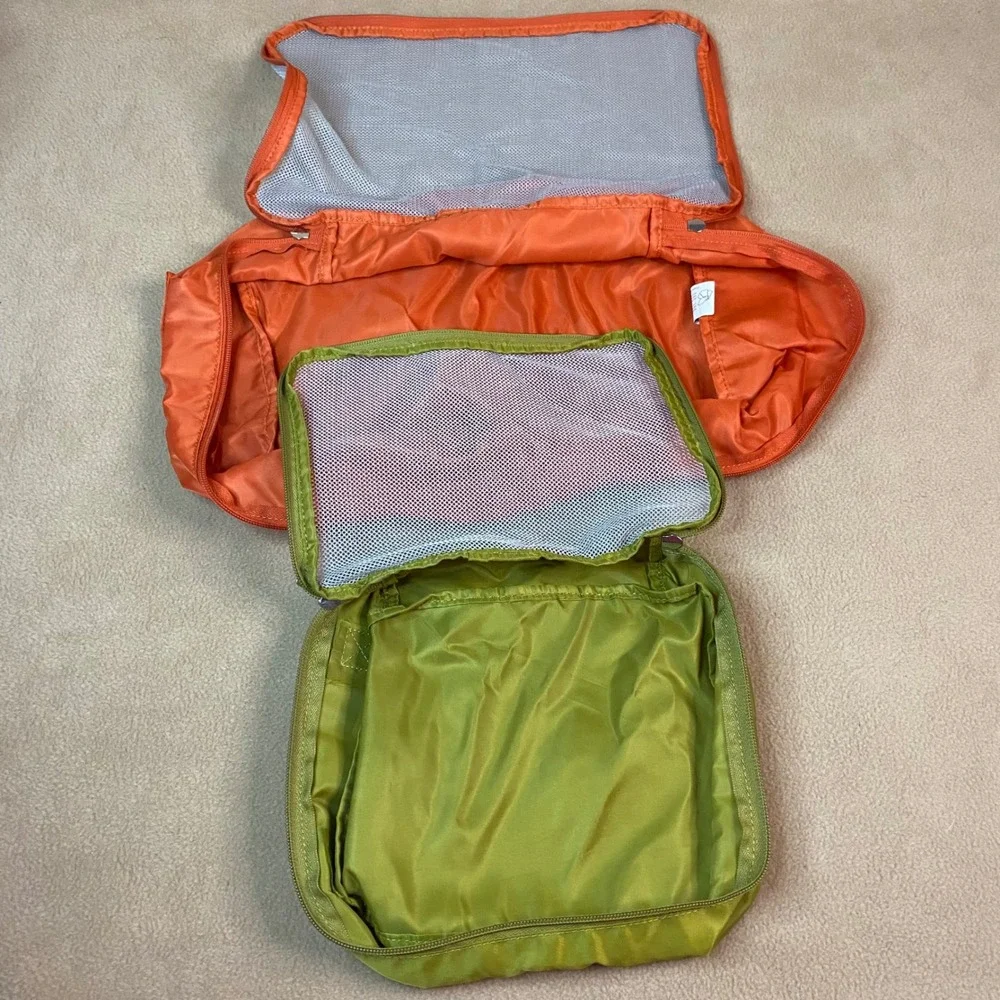 Lug Orange & Green Mesh Packing Cubes Set Travel Organizer Bag Luggage Accessory